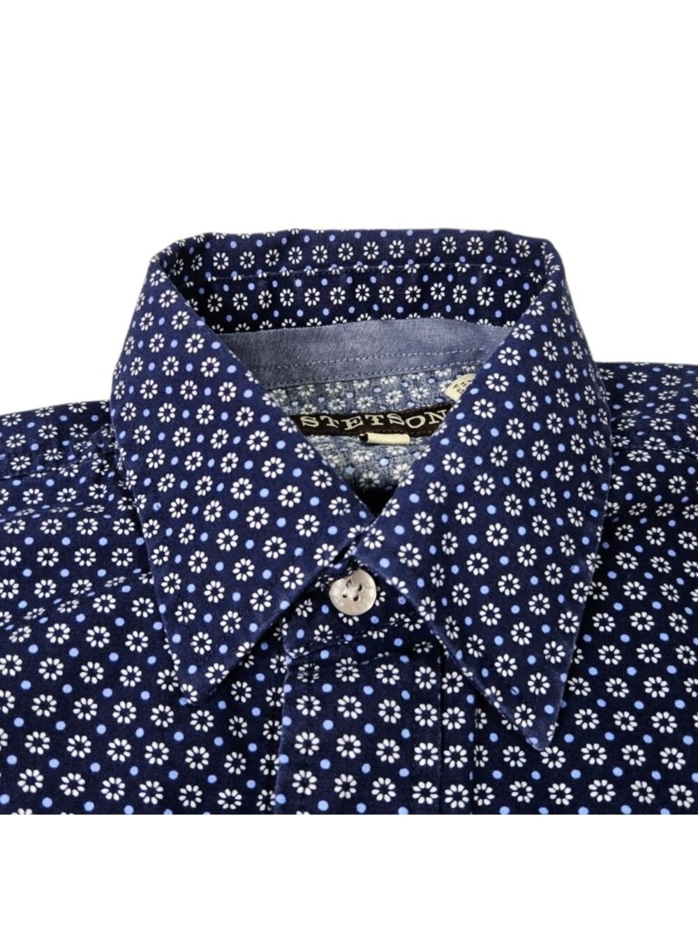 Stetson Pearl Snap Floral Shirt Men's Small Blue Long Sleeve Western Cowboy